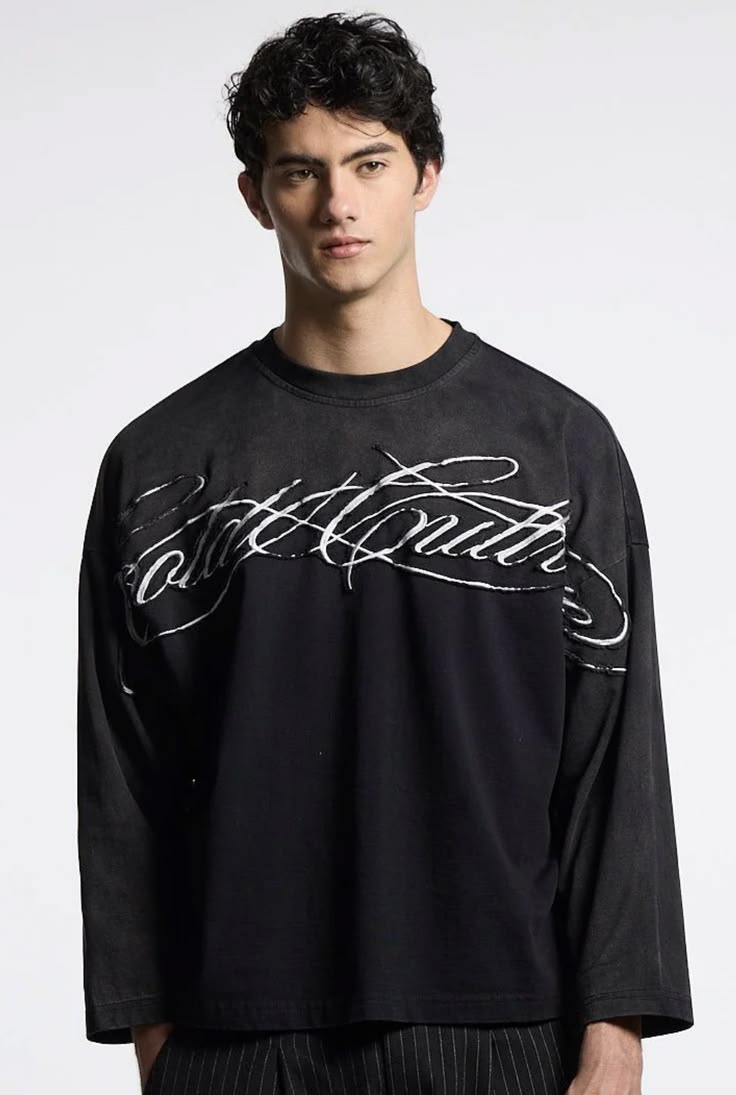 XHAUST Shadow Script Waffle Long Sleeve Tee | Premium Cotton Tee for Men